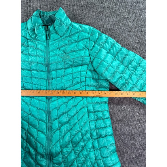 The North Face Thermoball Puffer Jacket Women XL Teal Green Quilted Full Zip - Picture 11 of 14